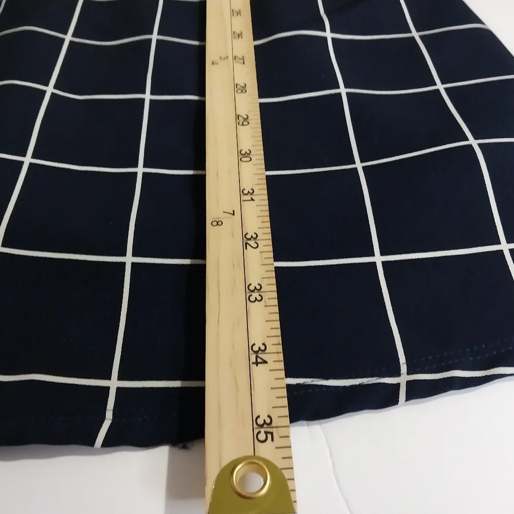 LULUS size L Dark Blue and White Checkered Midi Elegant Formal Dress - Picture 15 of 16